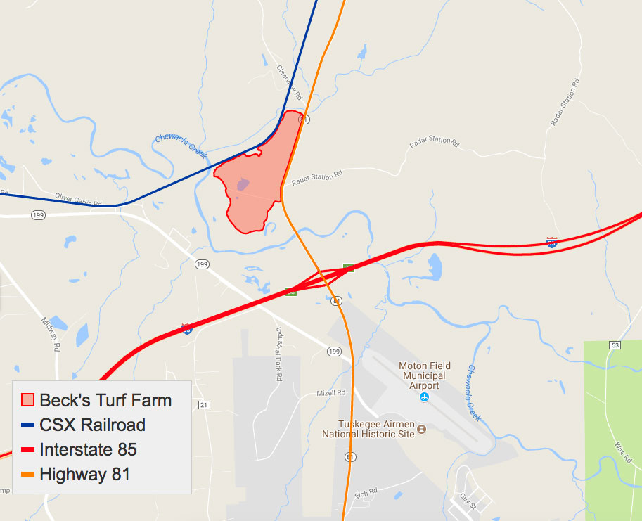 Beck's Turf Farm transportation map